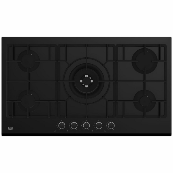 Beko 90cm Black Tempered Glass Gas Cooktop BCT90GG1