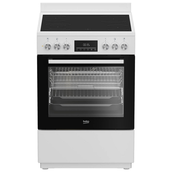 Beko 60cm White Electric Freestanding Oven With Ceramic Cooktop BFCB60VMW