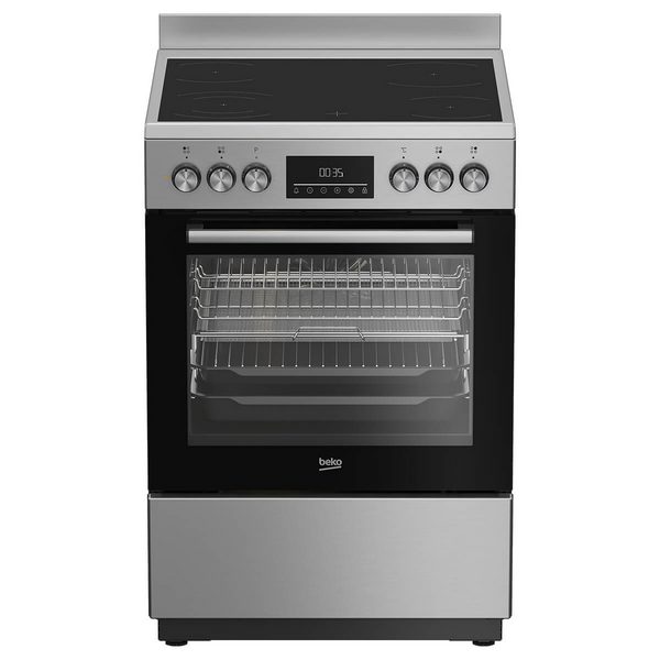 Beko 60cm Stainless Steel Freestanding Oven with Ceramic Cooktop BFCB60VMX